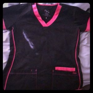 Black with pink trim scrub top